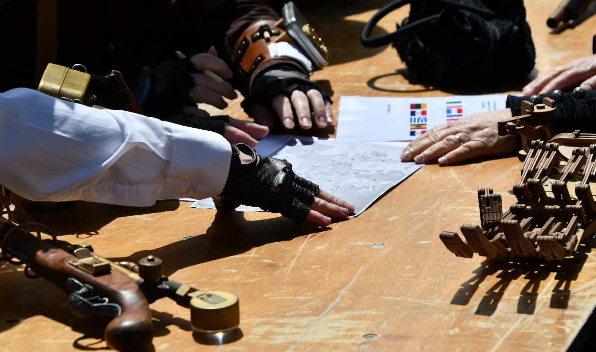 Participants solving cryptography puzzles.